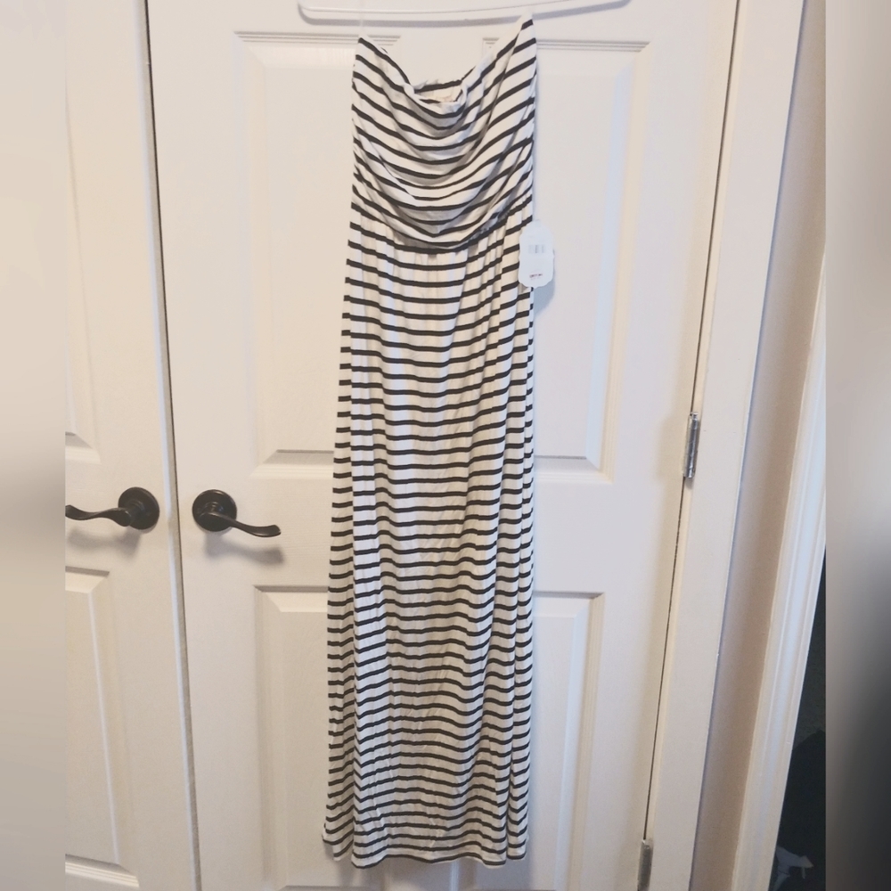 Altar'd State Strapless Black & White Maxi Dress Size XS NWT